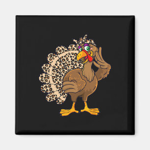 Thanksgiving Turkije Vrouwen Meisje Luipaard Print Magneet