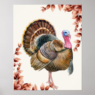 Thanksgiving Turkije Waterverf Afbeelding Wall Art Poster