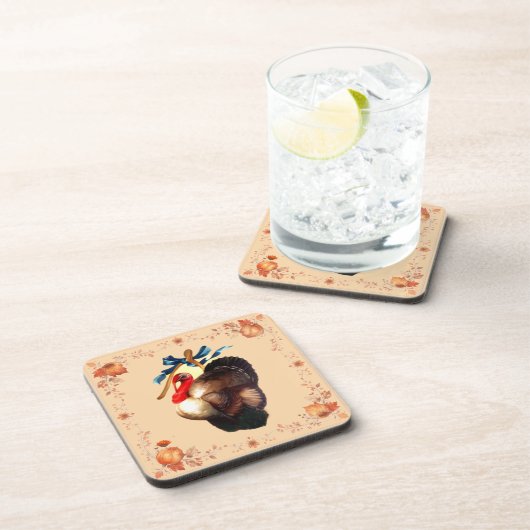 Thanksgiving Turkije wenst Bier Onderzetter (Rechterzijde)