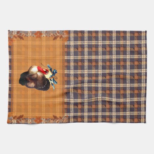 Thanksgiving Turkije wenst op Plaid Theedoek (Horizontaal)