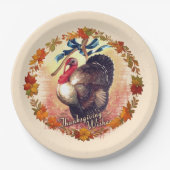Thanksgiving Turkije wenst Papieren Bordje (Voorkant)