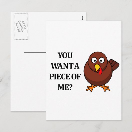 Thanksgiving Turkije (wil een stuk) Feestdagenkaart (Voorkant / Achterkant)