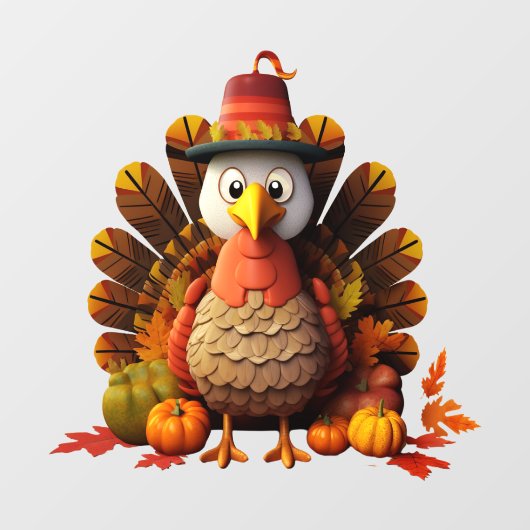 Thanksgiving Turkije Window Cling Raamsticker (Vel)