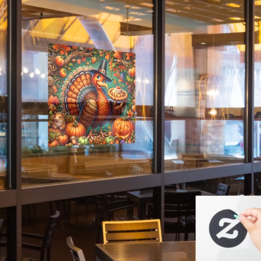 Thanksgiving Turkije Window Cling Raamsticker (Restaurant Raam)