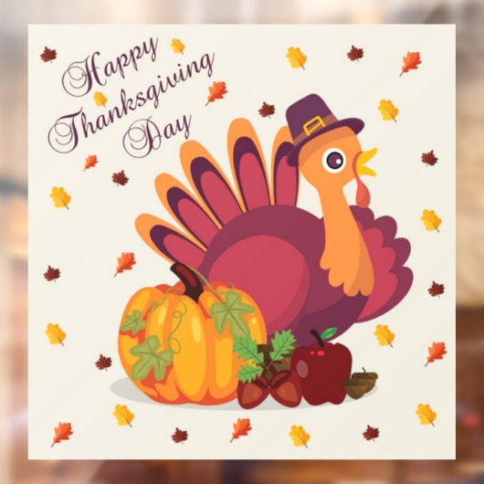 Thanksgiving Turkije Window Cling Raamsticker (Vel 2)