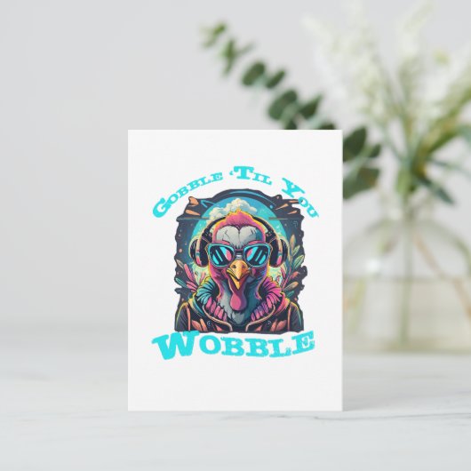 Thanksgiving Turkije Wobble Briefkaart (Staand voorkant)
