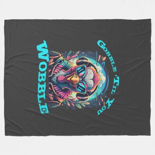 Thanksgiving Turkije Wobble Fleece Deken (Voorkant (Horizontaal))