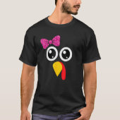 Thanksgiving Turkije wordt geconfronteerd met roze T-shirt (Voorkant)