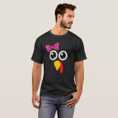 Thanksgiving Turkije wordt geconfronteerd met roze T-shirt (Voorkant volledig)