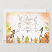 Thanksgiving tweeling verjaardagsfeestje kaart (Voorkant)