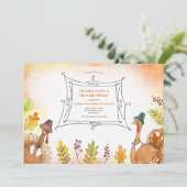 Thanksgiving tweeling verjaardagsfeestje kaart (Staand voorkant)