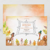 Thanksgiving tweeling verjaardagsfeestje kaart (Voorkant / Achterkant)