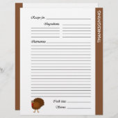 THANKSGIVING tweezijdige Recipe Pages (Voorkant / Achterkant)