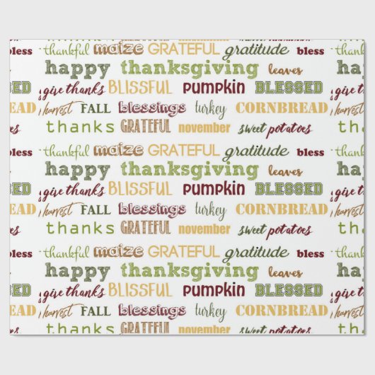 Thanksgiving Typografie Cadeaupapier (Vlak)
