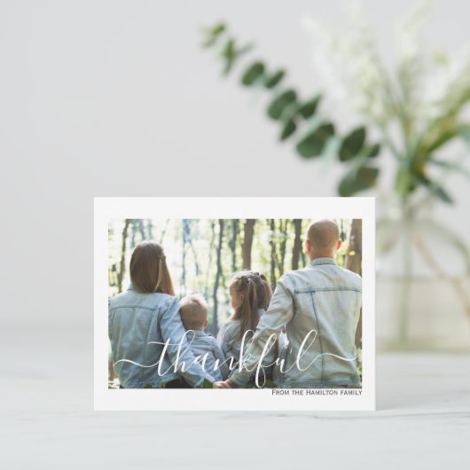 Thanksgiving typografie Foto gepersonaliseerd Briefkaart (Staand voorkant)