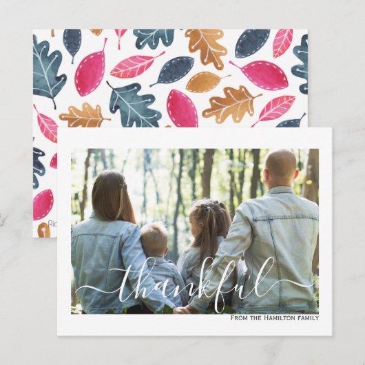 Thanksgiving typografie Foto gepersonaliseerd Briefkaart (Voorkant / Achterkant)