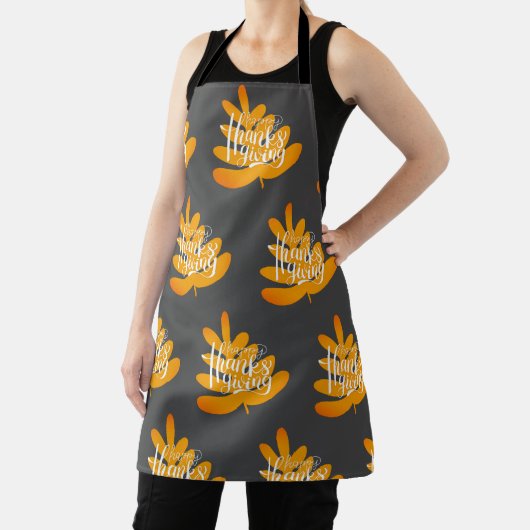 Thanksgiving Typografie met Herfst Leaf Apron Schort (Insitu)