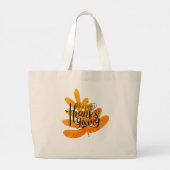 Thanksgiving Typografie met Herfst Leaf Grote Tote Bag (Achterkant)