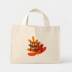 Thanksgiving Typografie met Herfst Leaf Mini Tote Bag