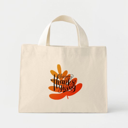 Thanksgiving Typografie met Herfst Leaf Mini Tote Bag (Voorkant)