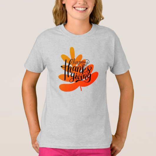 Thanksgiving Typografie met Herfst Leaf T-shirt (Voorkant)
