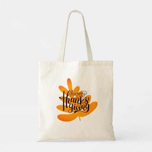 Thanksgiving Typografie met Herfst Leaf Tote Bag (Achterkant)