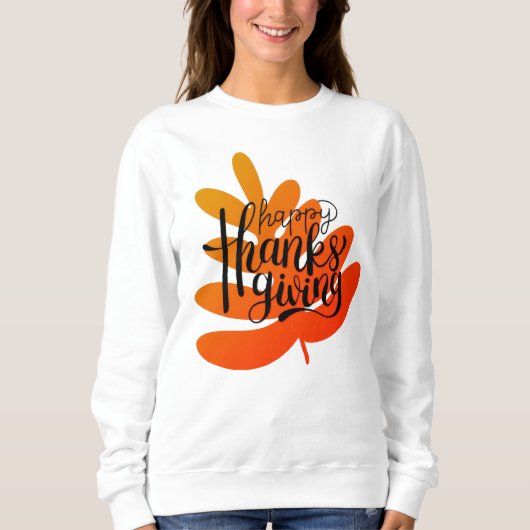 Thanksgiving Typografie met Herfst Leaf Trui (Voorkant)