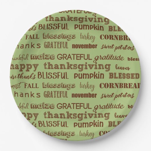 Thanksgiving Typografie Papieren Bordje (Voorkant)