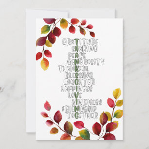 Thanksgiving-typografie van dankbaarheid en vreugd feestdagenkaart