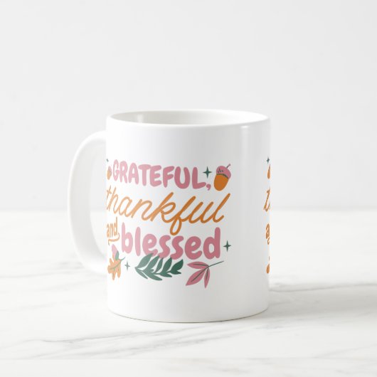 Thanksgiving Typografische Mok (Voorkant links)