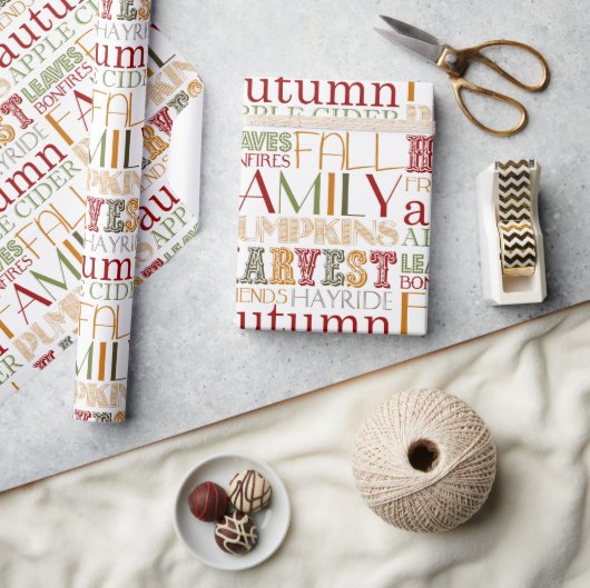 Thanksgiving Typography Design Wrapping Paper Cadeaupapier (Crafts)