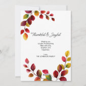 Thanksgiving Typography of Gratitude and Joy  Feestdagenkaart (Achterkant)