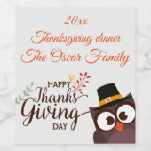 Thanksgiving uilfles Eten en drinken Etiket (Enkel label)