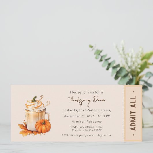 Thanksgiving uitnodigen, Thanksgiving diner uitnod Kaart (Staand voorkant)