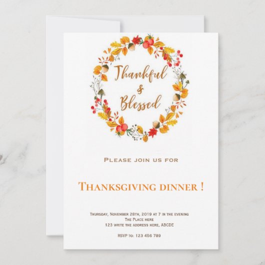 Thanksgiving uitnodiging (Voorkant)