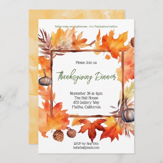 Thanksgiving Uitnodiging (Voorkant / Achterkant)