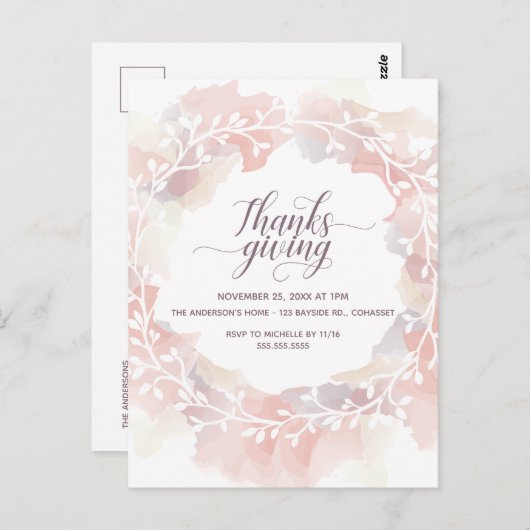 Thanksgiving Uitnodiging Briefkaart (Voorkant / Achterkant)