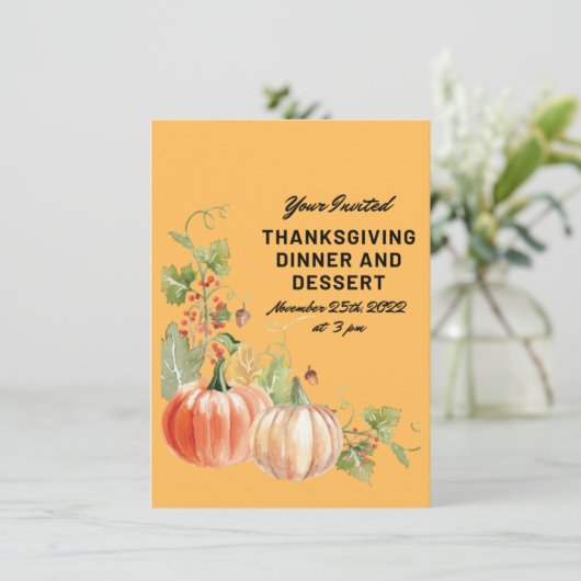 Thanksgiving Uitnodiging, diner en dessert Bedankkaart (Staand voorkant)