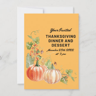 Thanksgiving Uitnodiging, diner en dessert Bedankkaart