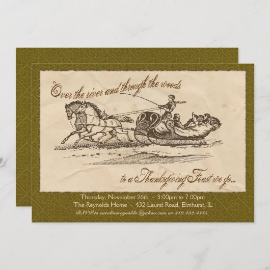 Thanksgiving Uitnodiging - Groen (Voorkant / Achterkant)