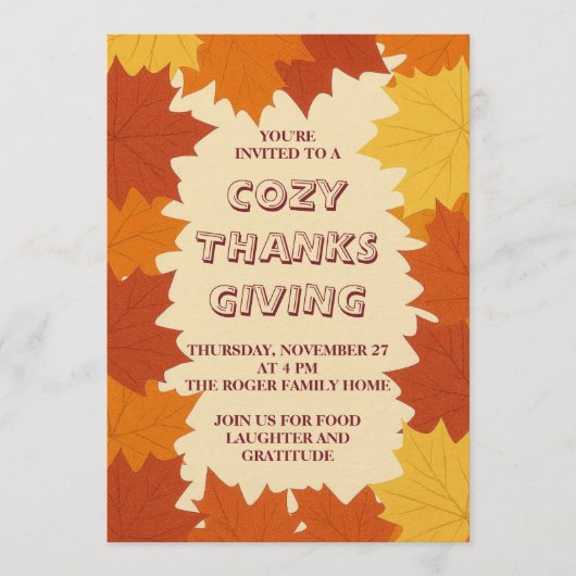 Thanksgiving Uitnodiging – Herfstbladeren vallen (Voorkant)