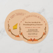 Thanksgiving Uitnodiging met decoratie en taart (Voorkant / Achterkant)