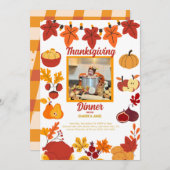 Thanksgiving uitnodiging met familiefoto (Voorkant / Achterkant)