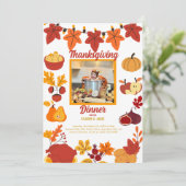 Thanksgiving uitnodiging met familiefoto (Staand voorkant)