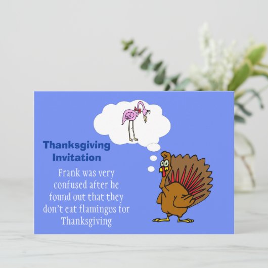 Thanksgiving Uitnodiging met kalkoen (Staand voorkant)