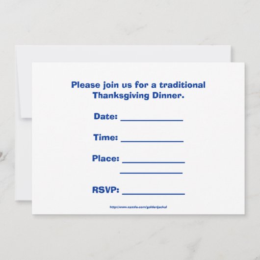 Thanksgiving Uitnodiging met kalkoen (Achterkant)
