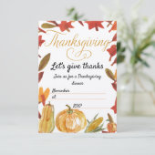 Thanksgiving uitnodiging met RSVP Informatiekaartje (Staand voorkant)
