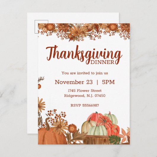 Thanksgiving Uitnodiging Oogst Herfst Ontwerp (Voorkant / Achterkant)