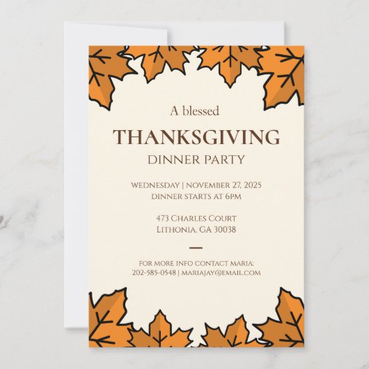 Thanksgiving-uitnodiging – Printbare Potluck-uitno Kaart (Voorkant)