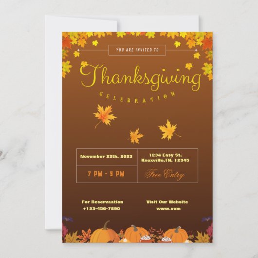 Thanksgiving-uitnodiging sjabloon (bewerkbaar) kaart (Voorkant)